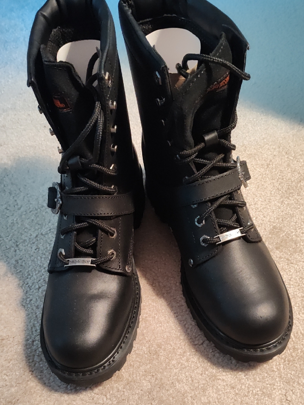 Harley-Davidson Orange and Black Label Motorcycle Boot Inner Tag